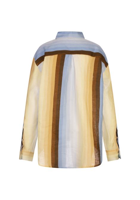 Camicia Kaia In Lino Stampato AMOTEA | KAIA-LINENDUSTY LIGHT BLUE/FADED YELLOW